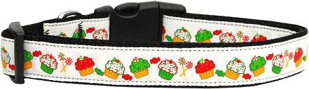 Christmas Cupcakes Nylon Dog Collar SM